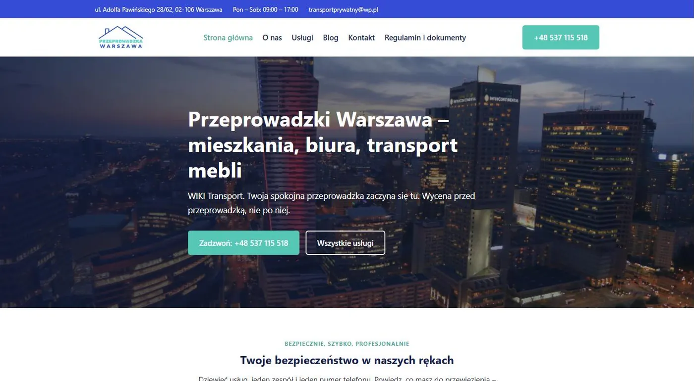 Zrzut ekranu strony: WIKI Transport