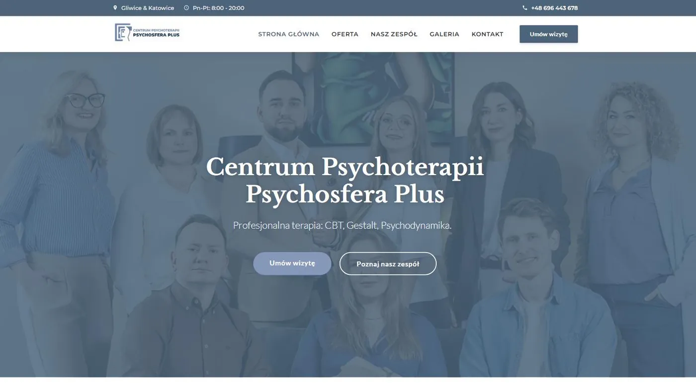 Zrzut ekranu strony: Psychosfera Plus
