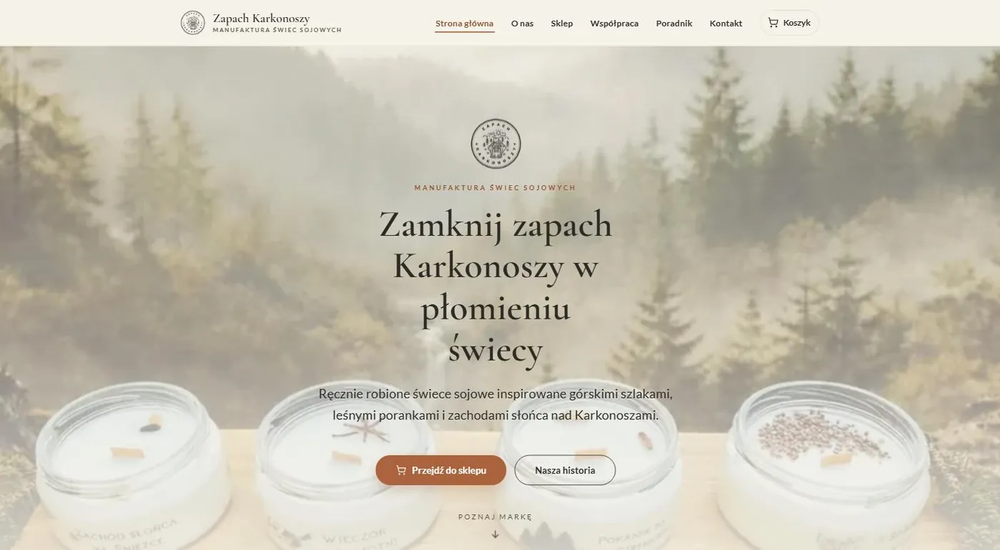 Zrzut ekranu strony: Zapach Karkonoszy