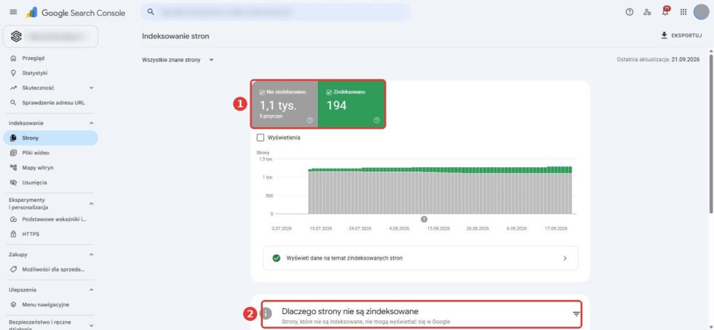 Raport Indeksowanie stron w Google Search Console